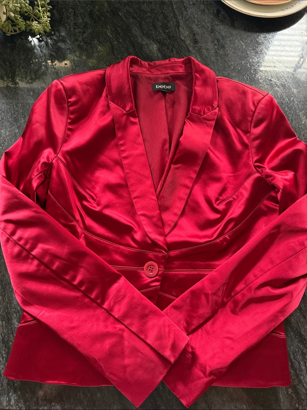 Vintage bebe Red Satin Blazer